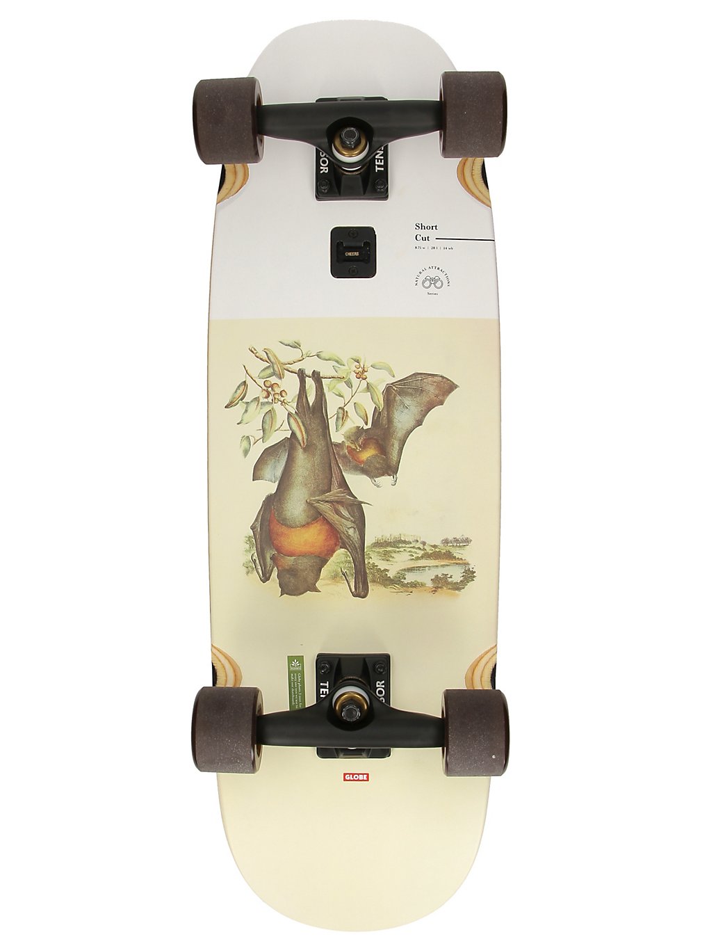 Globe Short Cut 28" Skateboard flying foxes